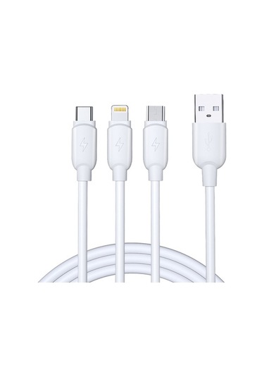 Rock RCB0788 G12 3 In1 3 A Plastik 120 CM Micro - Lightning - Type C Beyaz