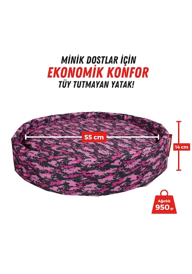 Xpermate Sünger Simit Küçük Irk Köpek Kedi Yatağı 55 Cm Kamuflaj