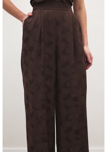 Sateen Camila Pantolon - Kahve-137184 Kahve