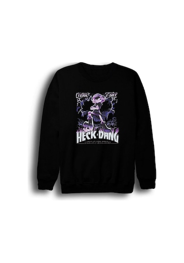 Murder Drones Baskılı Unisex %100 Pamuk Bisiklet Yaka Siyah Sweatshirt Siyah