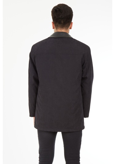 Sposo 1620 Su Itici Kumaş Yakası Ve Içi Çıkmalı Siyah Erkek Kaban Siyah