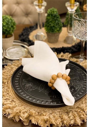 12 Adet Parlak Ahşap Boncuk Peçete Yüzüğü