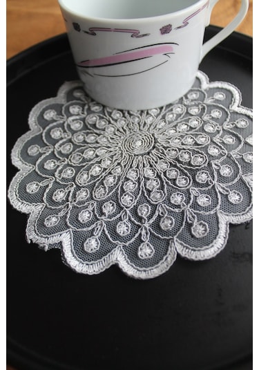 6 Adet Fransız Tarzı Modern Gümüş Nantes Bardak Altlığı Gümüş