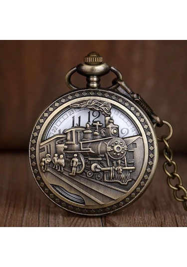 Tren Temalı Köstekli Saat