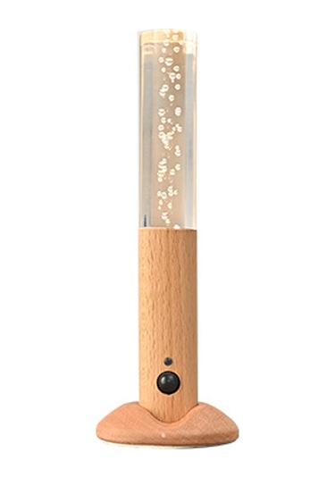 Xiyyadms Kablosuz Şarjlı Ahşap Gövdeli Akıllı Hareket Sensörlü Gece Lambası - Dolap, Koridor, Yatak Odası İçin Otomatik Açılan 3000k Islak Sarı Işık Açık Kahverengi Baloncuk Desenli Açık Kahverengi