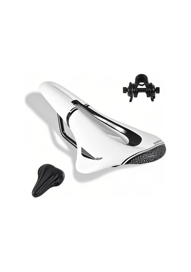 Yaozixa West Bıkıng Bisiklet Saddle Seti: Konforlu Yol Bisikleti Jantı, Yağmurluklu Pu Materyal, Beyaz-siyah Çok Renkli