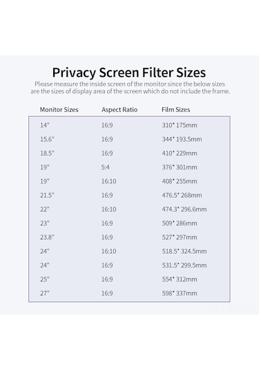 Mufunye 18.5" 16:9 Masaüstü Bilgisayar İçin Çift Taraflı Gizlilik Filtresi - Mat/aydınlatıcı, Göz Korumalı, Gölgelenme Ve Uv Engelleyici
