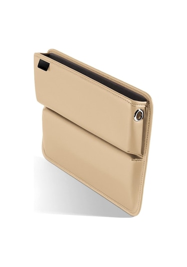 Novahub Bej Araba Koltuğu Boşluğu Organizatör Koltuk Boşluğu Dolgu Saklama Kutusu Ön Koltuk Arasında Premium Pu Deri Konsol