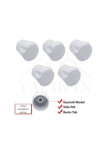 Geçmeli - 5 Ad. Radyatör Vanası Başlığı - Geçmeli Petek Vana Kapağı - Vidasız Petek Musluk Kafası