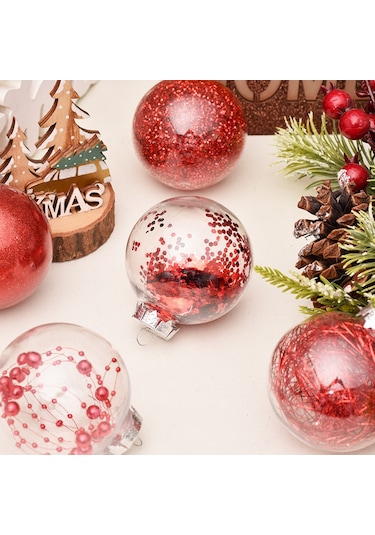 Sınır Ötesi Sıcak Noel Süsleri 6cm/30 Adet Pet Şeffaf Top Noel Topu Seti Noel Ağacı Kolye Gümüş