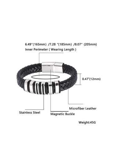 Dokuma Deri İp Sarma Özel Stil Klasik Paslanmaz Çelik Erkek Deri Bileklik Yeni Tasarım Dekorasyon Bb1082 Siyah