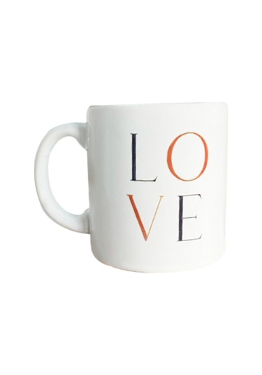 Love Baskılı Porselen Kupa Beyaz Beyaz