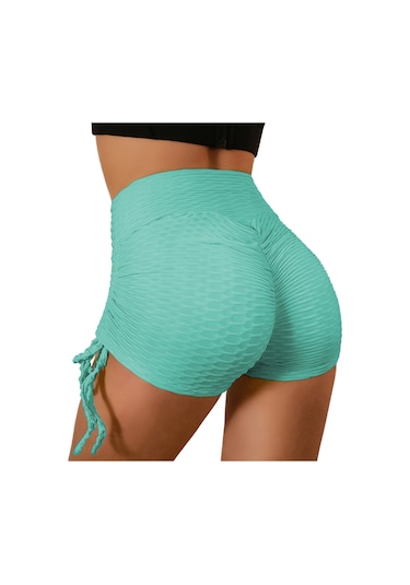 Skycity Kadın Yüksek Bel Yoga Şortu - Nefes Alabilen Kumaş, Yan Düğmeli, Koşu Ve Spor İçin Açık Mavi