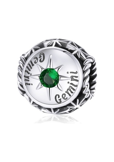 S925 Ayar Gümüş On İki Takımyıldızı Zirkon Boncuk Dıy Bilezik Kolye Aksesuarları, Stil: İkizler Çok Renkli