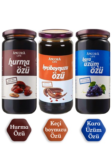 3'lü Fırsat Paketi - Hurma Özü, Keçiboynuzu Özü, Kara Üzüm Özü