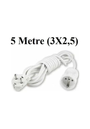 Topraklı Uzatma Seyyar Kablosu Tekli Priz 5 Metre 3x2.5 Mm