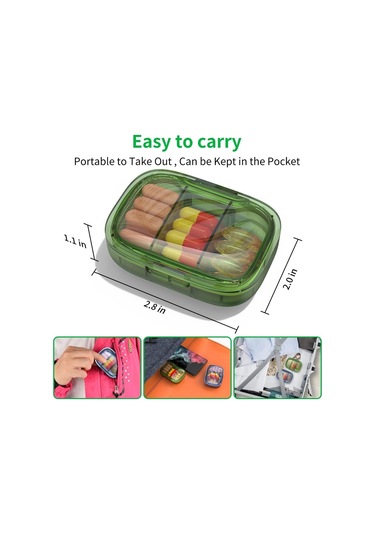 Likeable 2'li Paket 3 Bölmeli Küçük Hap Kutusu, Cep Cüzdanı Için Seyahat Hap Organizatörü-54