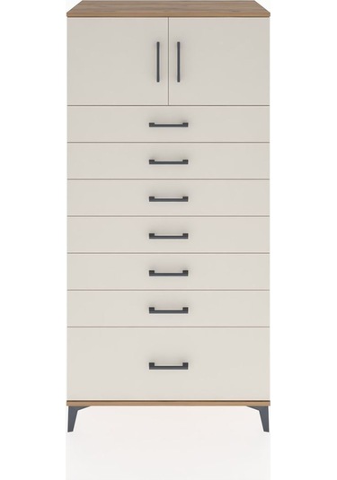 Hyperion Dolap Tek Raflı 7 Çekmeceli 2 Kapaklı 88x44x182 Çam-aytaşı Atlas Çam