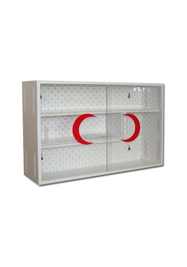 Ecza Dolabı Metal Sürgü Kapak İlk Yardım Dolabı Beyaz