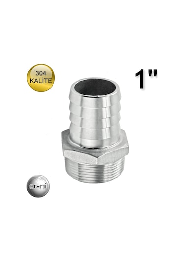 Paslanmaz Krom 1'' Hortum Rekoru(Hortum Ucu) 304 Kalite