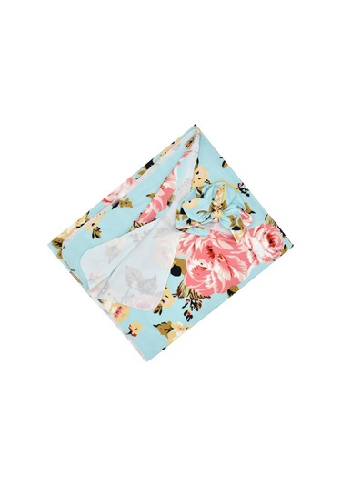 Yaozixa Yeni Doğan Bebek Sarıtmı - Şapkalı Polyester Bez 86x137 Cm - Mavi Büyük Çiçek Desenli 190702 Mavi