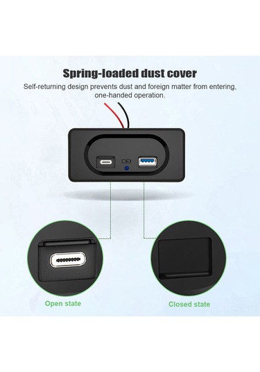 Springsun Oto Karavan Gemi Atv Uyumlu 36w Pd+qc 3.0 Çift Portlu Hızlı Şarj Aleti, Siyah Abs Kasa, Suya Dayanıklı, 20 Dakikada Kurulum