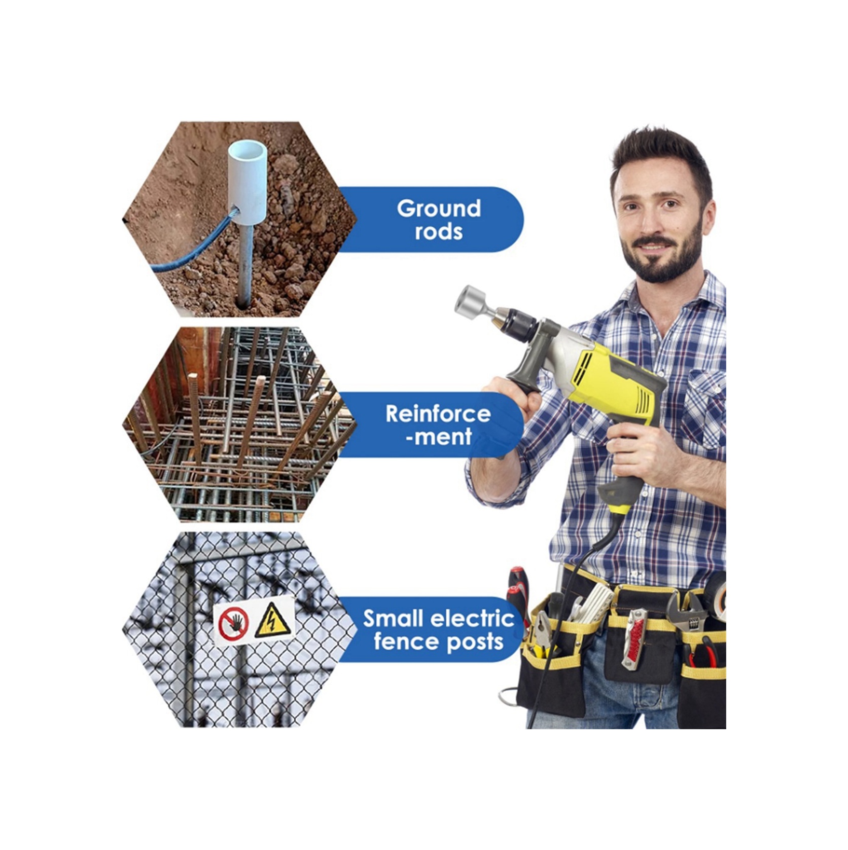 Sds-plus 19mm Ve 21mm Yuvarlak Saplı Çelik Matkap Sürücüsü