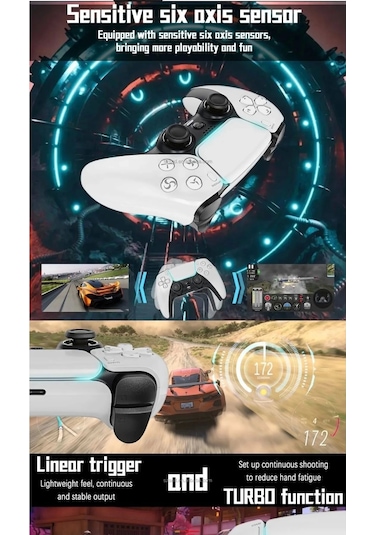 P4 Plus Bluetooth Titreşimli Ps4/ps5 Uyumlu Pc Telefon Joystick Kablosuz Oyun Kolu