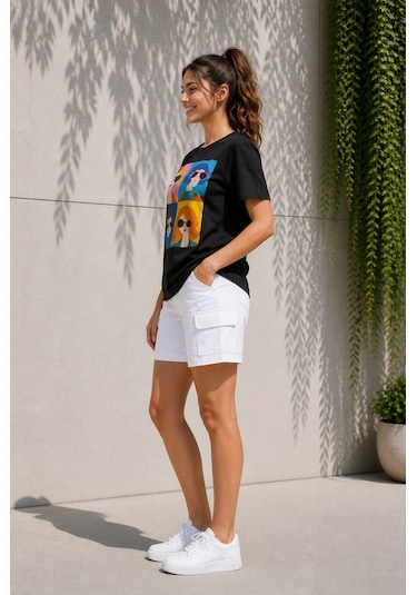 Alexandergardi Alexandergardı Baskılı Kadın T-shirt Siyah