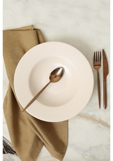 Keramika Mat Krem İyonya Makarna Tabağı 28 Cm 950 Krem