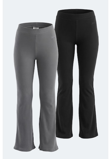Slazenger Knoxy 2 Li Set Kadın Eşofman Altı Siyah - Koyu Gri