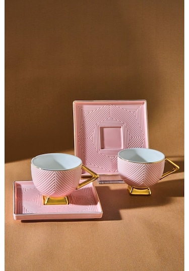 Karaca  Art Deco 2 Kişilik Kahve Fincan Takımı 80 ml Pembe