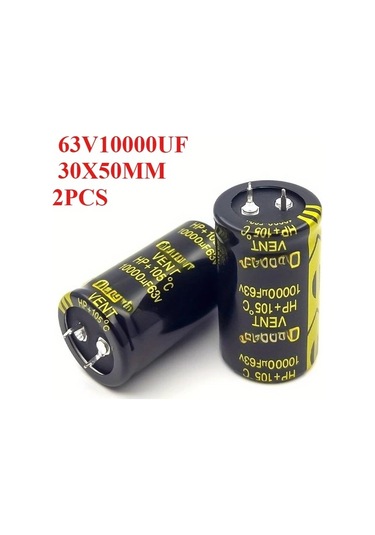 Meridiangoods 2 Adet 63v 10000uf Hoparlör Amplifikatör Ses Filtre Kondansatörü 30x50mm