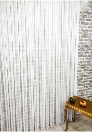 Evdepo Home Çizgili Tül Perde Ekru (546843622)