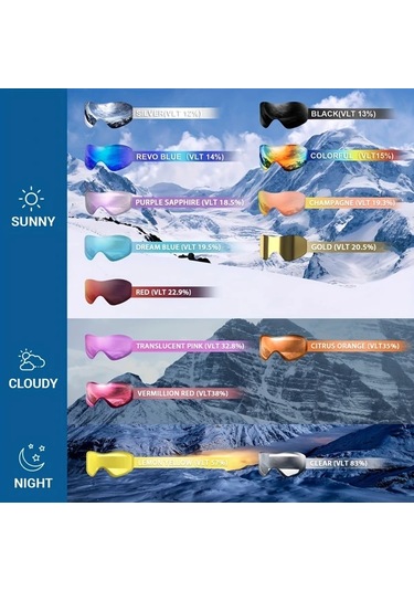 Maxaccess Maxjulı Erkek Ve Kadın Kayak Gözlüğü - Antifog Polar Siyah Gökkuşağı Lens Kar Board Snowmobile