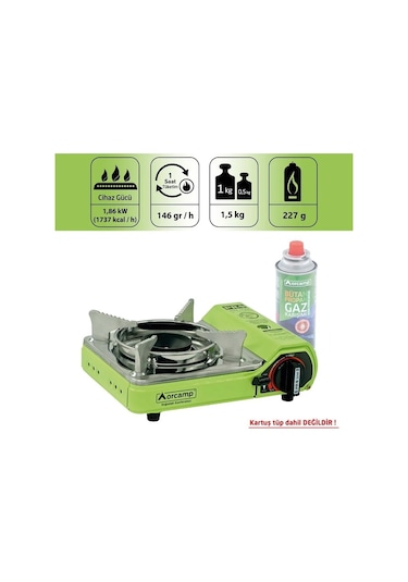 Orcamp Tekli Çantalı Mini Portatif Ocak Yeşil Ck-506 Yeşil