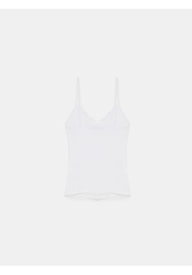 Dilvin 21191 Dantelli Top-beyaz