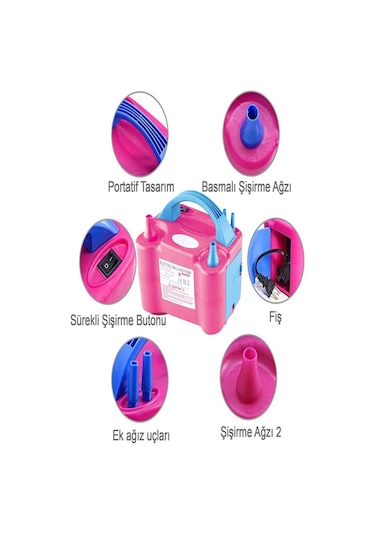 Çift Çıkışlı Balon Şişirme Makinası. Elektrikli Balon Pompası