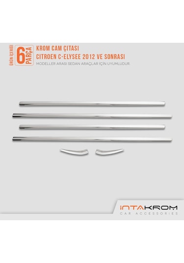 Citroen C - Elysee Krom Cam Çıtası 6 Parça 2012 Ve Üzeri P. Çelik