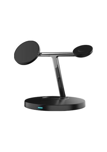 Rogfer D10 3'ü 1 Arada 15w Manyetik Cep Telefonu Kulaklık İzle Kablosuz Hızlı Şarj Cihazı Siyah