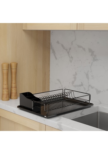 Teknotel Tek Katlı Tabaklık Bulaşıklık Mat Siyah Kb006 Siyah