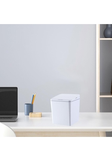 Pazly Suntek Sensör Ofis Mutfak Kovası Için Çöp Beyaz Banyo Araba Akıllı 6l Oj Beyaz