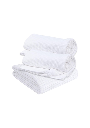 1 Adet Otel Tipi Beyaz Pamuk Koton Pike Örtüsü Çift Kişilik 200x230 Cm Beyaz