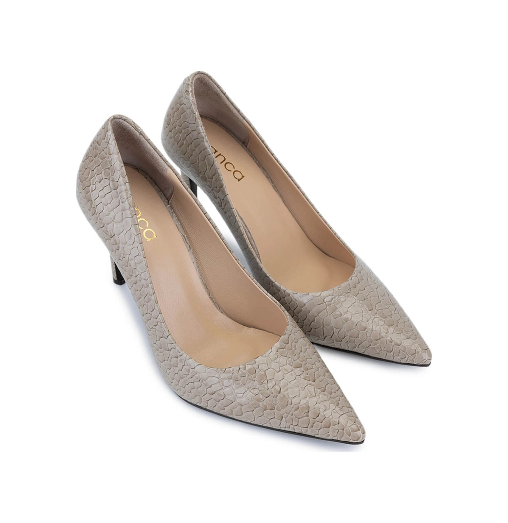 Tamer Tanca Kadın Suni Deri Nude Topuklu Ayakkabı 1160 26598 Bn Ayk Sk25-26 Nude Kroko Nude