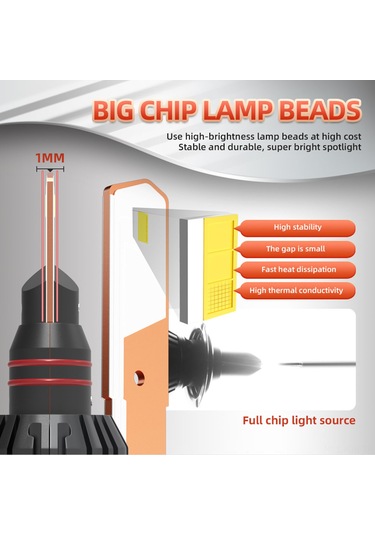 Jeehugo H7 Tipi 8000lm 6000k Led Farlar, 200m Işık Aralığı, Ip68 Su Geçirmez, 50w Çift Paket