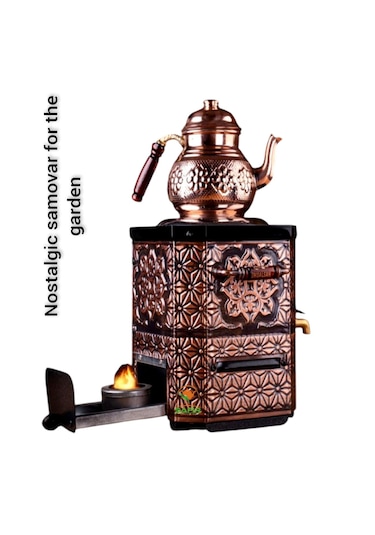 Nostaljik Bakır Semaver Bakır Demlikli Jelli Bahçe Semaveri