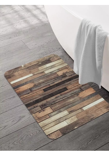 Joyarty Banyo Ve Tuvalet Paspası 58x38 Cm "mükemmel Tahta" 241478430 Gri