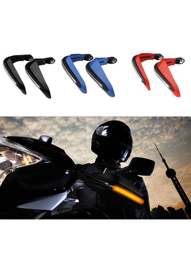 Lemestar Motosiklet Led Işıklı Eldiven Koruması - Pp+pc Plastik Ve Alüminyum Eldiven Koruması Mavi