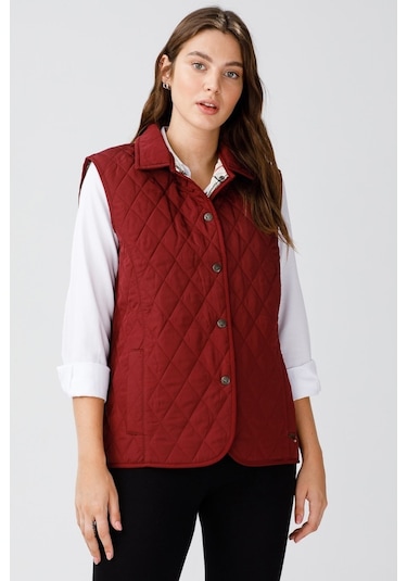 Desen Triko Kadın Kapitone Yelek 02421437 Bordo Bordo