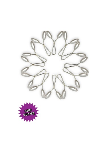 Eşarp Şal Klipsi Beyaz 12 Adet Arpa Model Klips - Kadın Tesettür Aksesuar İğne Beyaz